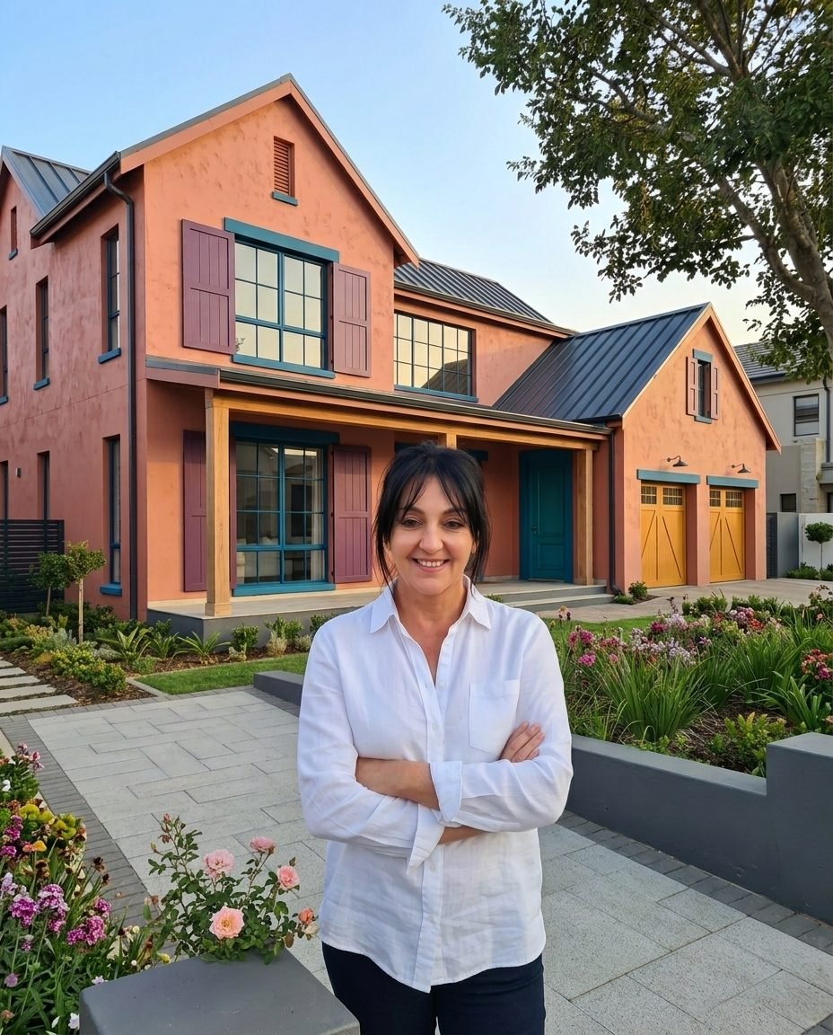 Carina Seoane frente a una vivienda renovada